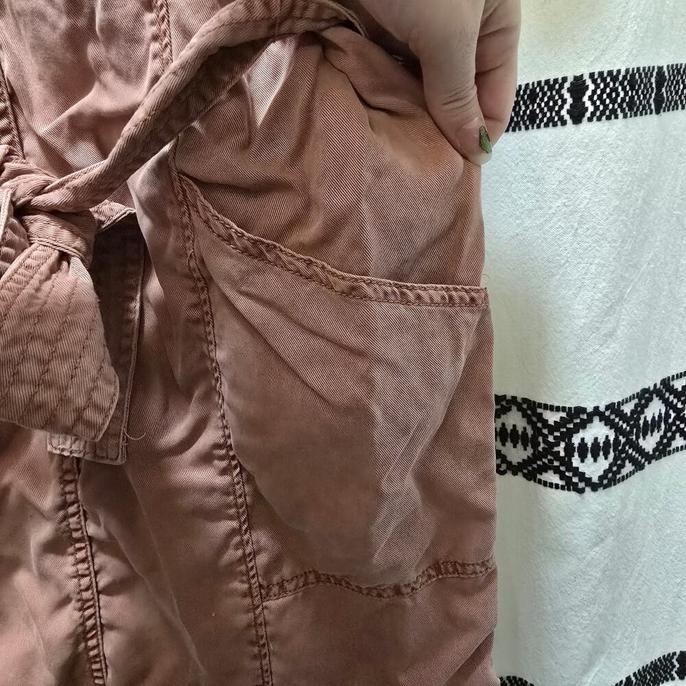 Pilcro and the Letterpress salmon pink tie waist short sleeve mini shift dress S - Picture 5 of 8
